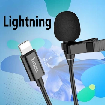 Дротовий мікрофон петличний HOCO для телефону Lightning нагрудний мікрофон петлічка із затискачем для блогера