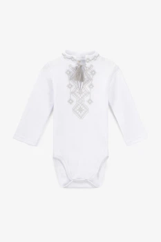 Боди-вышиванка для малышей Baby Life Вышивка серый 56 см Белый