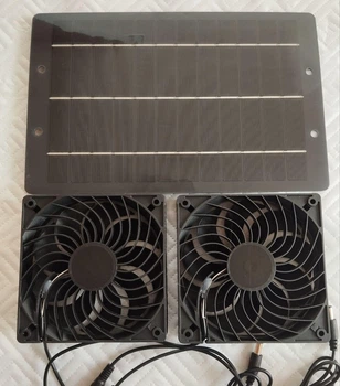 Солнечная панель 10W + 2 вентилятора 12V