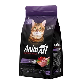 Сухой корм для котов с уткой и индейкой Animall Cat Duck and Fresh Turkey, 1.5 кг