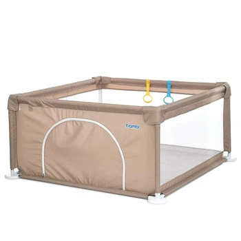 Детский манеж Bambi MR 1339-BG, Oxford 150D, ширина с ножками: 132 см, две ручки для поддержки малыша, бежевый