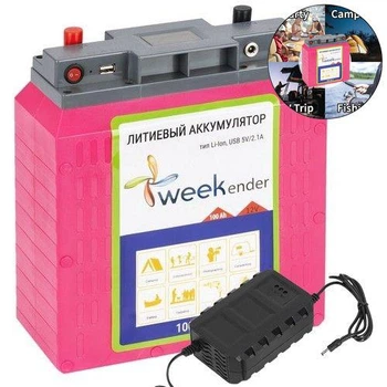 Тяговый аккумулятор Weekender LI100. 12V. 100A/h. Li-Ion. Дисплей. USB-порт. З/У-10А. Аккумулятор для лодочного электромотора.