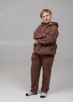 Дитячий спортивний костюм з вишивкою oversize Коричневий 92/98 Malwel 33303