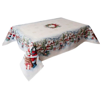 Скатерть гобеленовая с велюром Прованс Снежная зима (135x140 см)