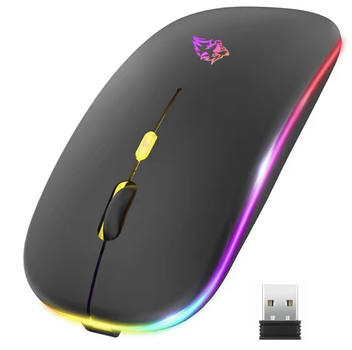 Беспроводная аккумуляторная мышь с RGB-подсветкой 2.4 ГГц+BT для ПК, ноутбука, смартфон, планшета Black