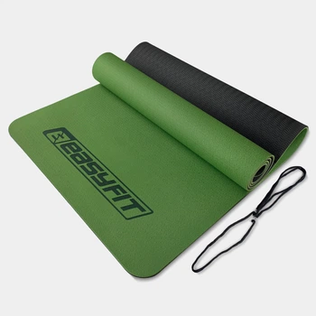 Коврик для йоги и фитнеса EasyFit TPE+TC 6 мм двухслойный зеленый-черный