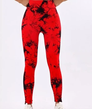 Легінси жіночі спортивні з пуш-ап Tie Dye 18901 S червоний мармур 5061800
