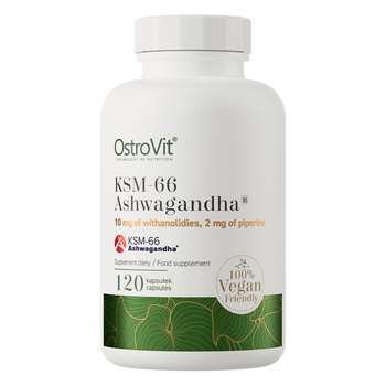 Экстракт ашваганды OstroVit Vege KSM-66 Ashwagandha, 120 капсул для борьбы со стрессом