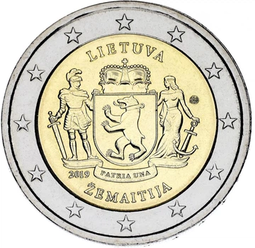 Монета Литва 2 евро 2019 Биметалл Жемайтия cерия Литовские этнографические регионы UNC
