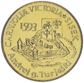 Монета Словения 5 толаров 1993 AU-UNC 400 лет битве при Сисаке (KM#9)