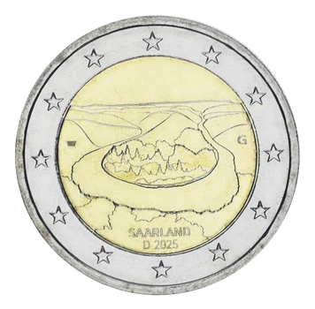 Монета Германия 2 евро 2025 Биметалл UNC D Земля Саар