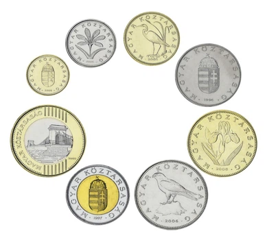 Набор монет Венгрия набор из 8 монет 1996-2006 UNC 1, 2, 5, 10, 20, 50, 100, 200 форинтов