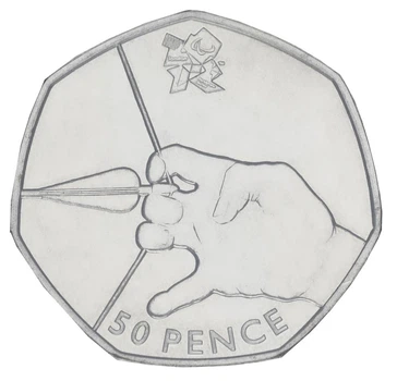 Монета Великобритания 50 пенсов 2011 UNC XXX Летние Олимпийские игры 2012 в Лондоне - Стрельба из лука