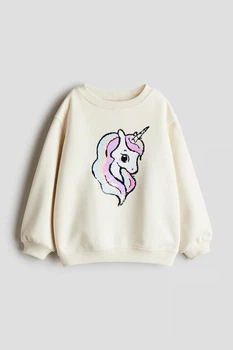 Світшот для дівчинки H&M 134-140 молочний з єдинорогом