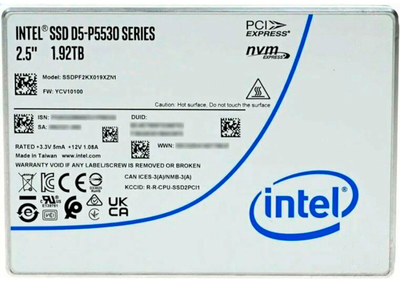 SSD диск Intel D5-P5530 1.92TB U.2 NVMe PCIe 4.0 x4 3D NAND TLC (SSDPF2KX019XZN1)