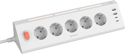 Сетевой фильтр Proove Prism Socket 5 розеток 2xUSB-C 2xUSB-A 1.6 м White (622370003)