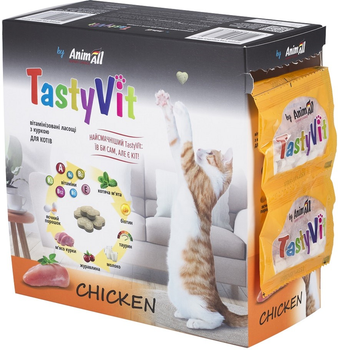 Лакомство AnimAll TastyVit витаминизированное лакомство для кошек с курицей, 600 штук (50 пакетов по 12 штук) (4820150208660)