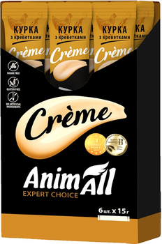 Лакомство AnimAll Сrème для кошек со вкусом курицы с креветками, 6х15 г (4820224502342)