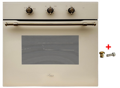 Духова шафа газова Luxor Qualität 60 Classic Rustiko Grill KUP BG конвектор, бежеве скло + набір для підключення пропан в подарунок, бежевий