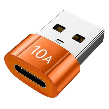 Перехідник адаптер USB 3.0 - Type-C M/F 10Gbps 10A Short Metal Orange (48822)