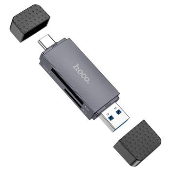 Кардридер Hoco USB3.0/ Type-C TF/SD 5Gbps 2TB Card Reader Spirit 2-in-1 (Hoco_HB45TC/USB3.0)