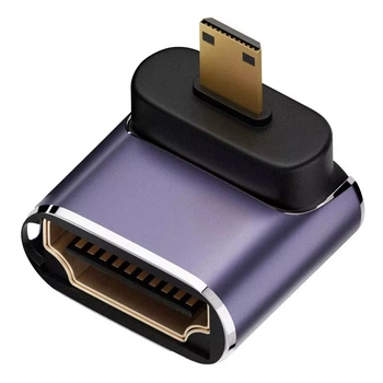 Переходник адаптер Micro HDMI - HDMI (M/F) 8K LED Вверх (D8K-04) (48784)