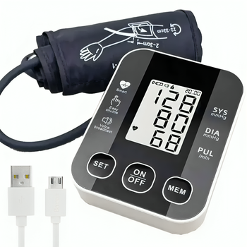 Автоматичний тонометр для вимірювання тиску з роботою від батарей USB РК-дисплеєм індикатором заряду 12.8x9.8х5.7 см (480037-Prob)