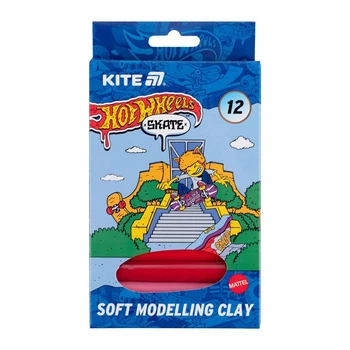 Пластилин Kite Hot Wheels Skate "Скейт Хотвілс" 200 г 12 цветов на восковой основе (HW25-086-2)