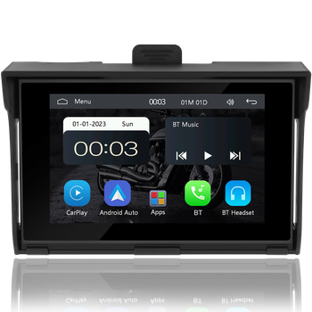CarPlay Android Auto монітор для мотоцикла Podofo A3502, 5" сенсорний дисплей, Bluetooth, Wi-Fi, GPS