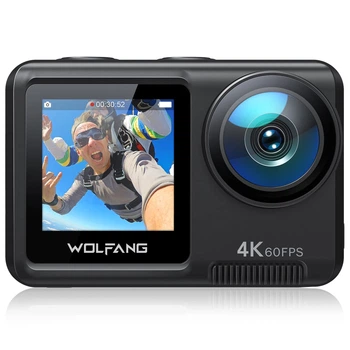 Экшн-камера WOLFANG GA420 / 170° / 24Мп / 4K / 60fps / Wi-Fi / Влагозащищенная / Черная