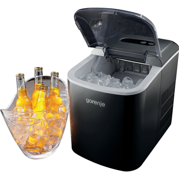 Ледогенератор GORENJE 12кг/сутки, цикл 9 минут, 2,2л, дисплей, два размера льда (IMC1200B)