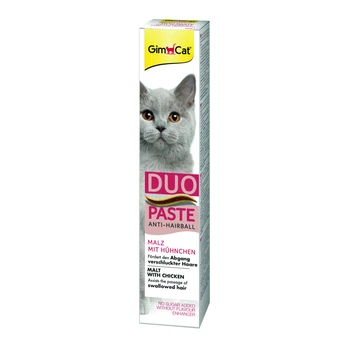 Паста для кошек с чувствительным пищеварением GimCat DUO PASTE Anti-hairball malt with chicken мальт и курица, 50 г