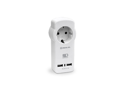 Сітчастий зарядний пристрій REAL-EL CS-30 (2USB, 2.1A) White