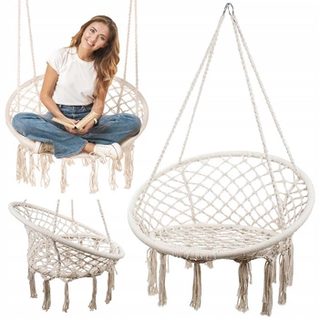 Підвісне крісло гойдалка бежеве BOHO 1430