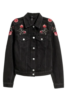 Джинсова куртка H&M Divided чорний в квіти XAZ155824XWSD 32