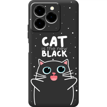 Силиконовый Черный Чехол с Картинкой для Ulefone Note 20 Pro Принт (Кот, Cat) (65172-ysb114)