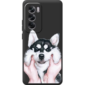 Силіконовий Чорний Чохол з Картинкою для OPPO Reno 12 Принт (Собака, Хаскі) (59591-ysb004)