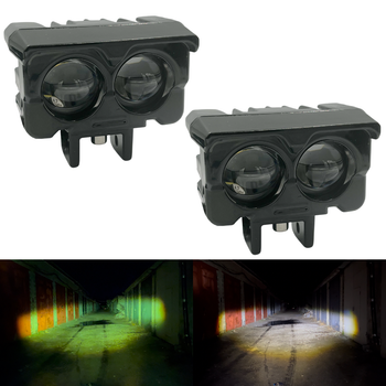 Led дополнительная Mini фара/линза на авто, мотоцикл, мопед, с функцией белого и жёлтого цвета R25 (2шт)