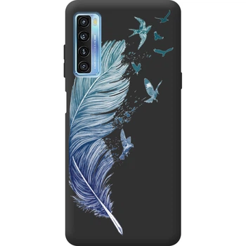 Силіконовий Чорний Чохол з Картинкою для TCL 20L Plus Принт (Перо) (56080-ysb003)