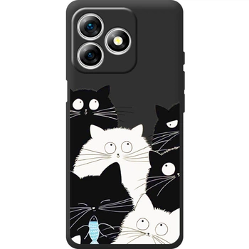 Силиконовый Черный Чехол с Картинкой для Ulefone Note 18 Pro Принт (Кошки) (65171-ysb005)