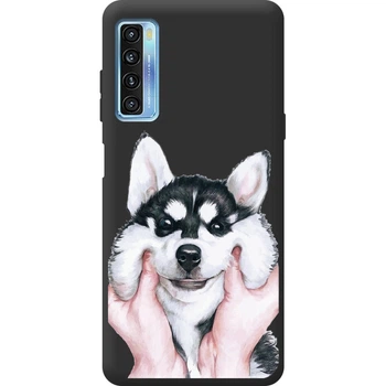 Силіконовий Чорний Чохол з Картинкою для TCL 20L Plus Принт (Собака, Хаскі) (56080-ysb004)