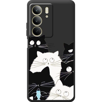 Силиконовый Черный Чехол с Картинкой для Realme C75 Принт (Кошки) (65429-ysb005)