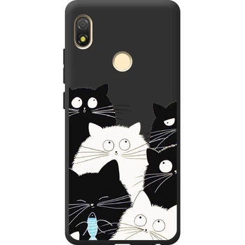 Силиконовый Черный Чехол с Картинкой для Tecno Pop 3 Принт (Кошки) (44375-ysb005)
