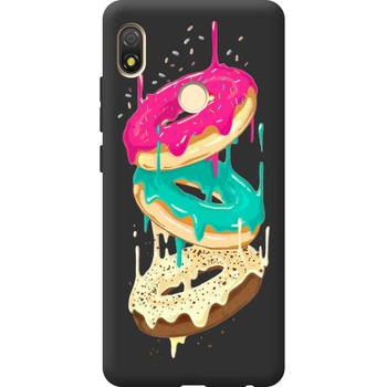 Силиконовый Черный Чехол с Картинкой для Tecno Pop 3 Принт (Цветные Пончики) (44375-ysb001)