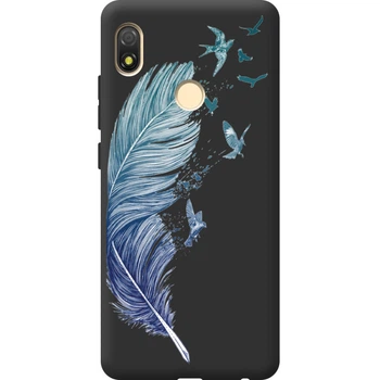Силиконовый Черный Чехол с Картинкой для Tecno Pop 3 Принт (Перо) (44375-ysb003)