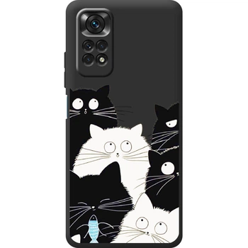 Силіконовий Чорний Чохол з Картинкою для Xiaomi Redmi Note 11 Принт (Котики) (044124-ysb005)