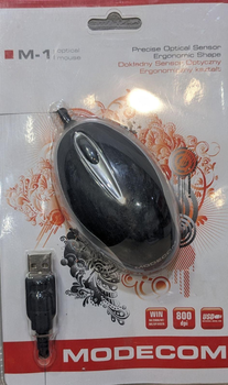 Компьютерная мышка для ноутбука Modecom M-1 USB 800 DPI Optical Mouse Color: Black/Silver