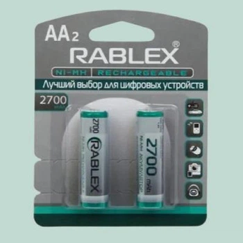 Аккумулятор АА никель-металлогидридный Rablex АА 27ОО mAh аккумуляторная батарейка, 2 шт