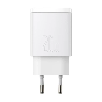 СЗУ сетевое зарядное устройство Baseus Compact Quick Charger 20W QC+ PD (1Type-C + 1USB) быстрая зарядка Белый