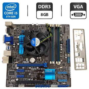 Комплект: материнская плата Asus P8H61-M EVO / Intel Core i5-3470 (4 ядра по 3.2 - 3.6 GHz) / 8 GB DDR3 / Intel HD Graphics 2500 / Socket LGA1155 / Кулер BOX б/у